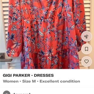 Parker Women's Long Sleeve Floral Dress - Red and Blue